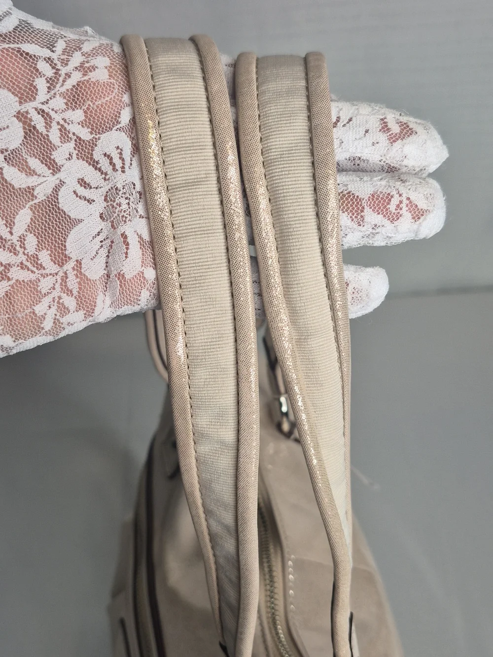 Coach Poppy Shimmery Champagne Tote Bag with Heart Charm (NWT)